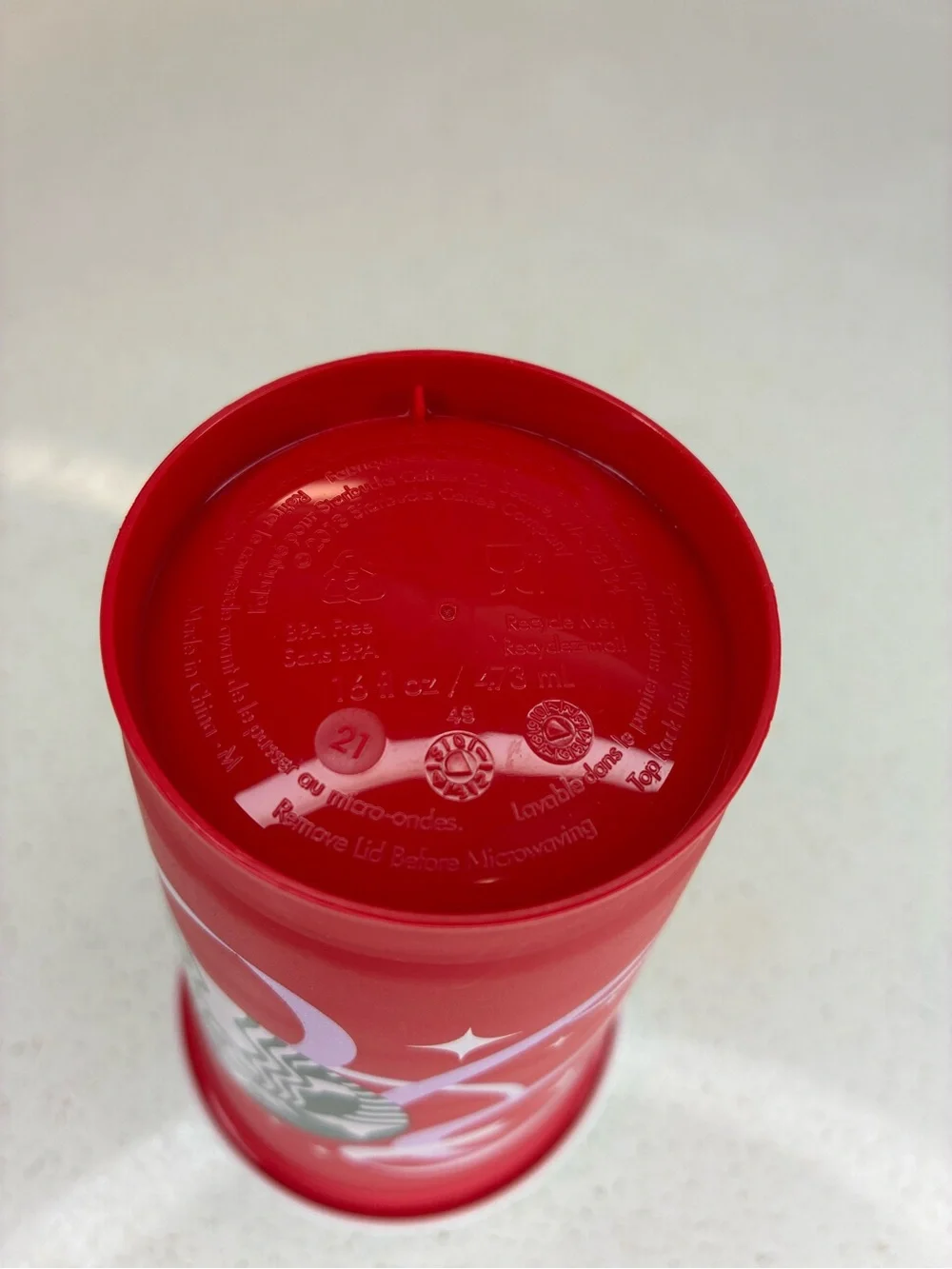 Starbucks 2021 Holiday preowned Reusable Red Cup 16oz Ribbon Printed